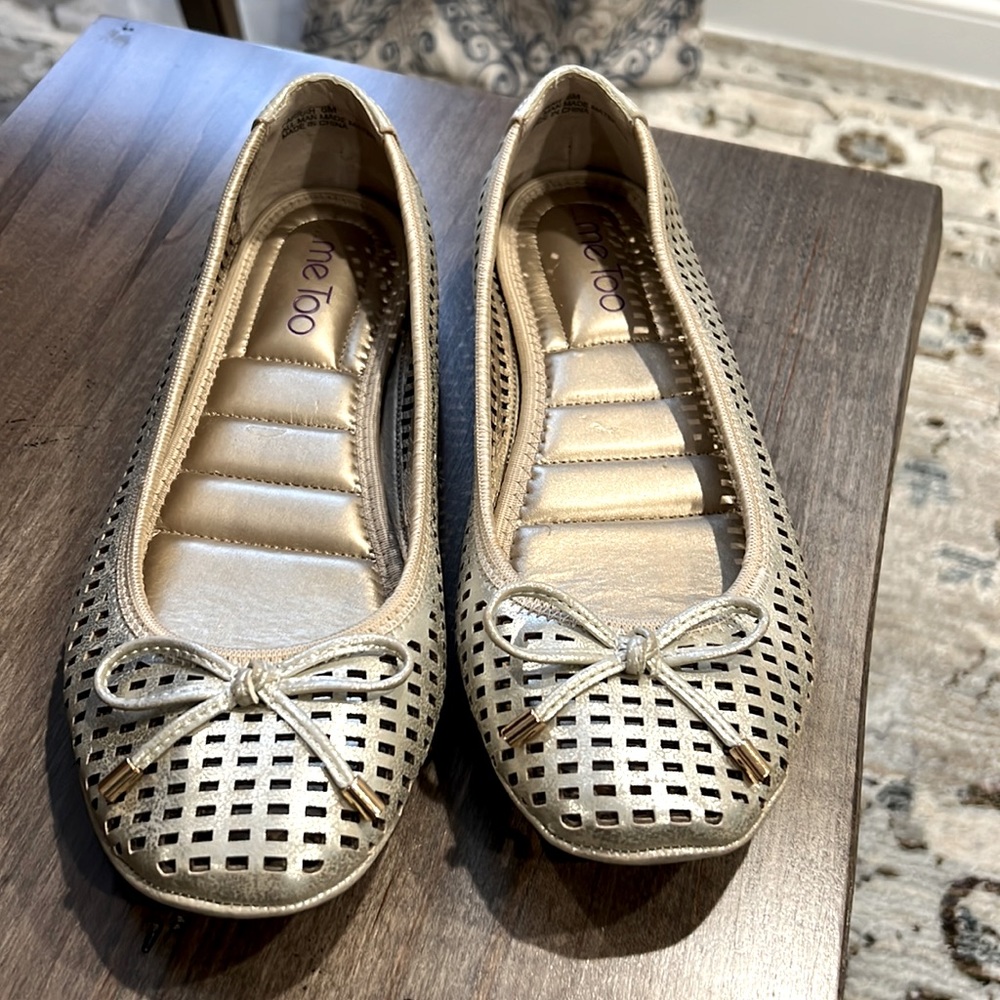 Me too gold comfy mindy flats